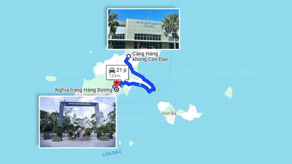 Di chuyển dễ dàng từ sân bay Côn Đảo về đến trung tâm